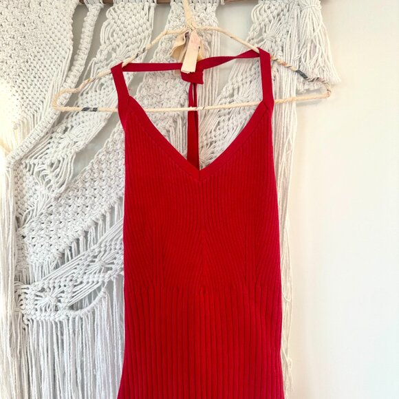 Reformation Delia Ribbed Halter Top in Lipstick NWT - Picture 3 of 7